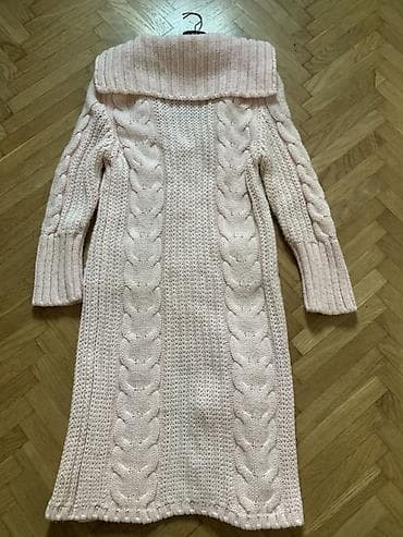 Dugi pleteni kardigan sa kapuljačom – puder roze boja (malo jača boja na lalafo.rs — 3 Dugi pleteni kardigan sa kapuljačom – puder roze boja (malo jača boja — 3