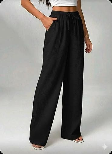 Ženske široke pantalone sa visokim strukom - Kroj: široke nogavice na lalafo.rs — 2 Ženske široke pantalone sa visokim strukom - Kroj: široke nogavice — 2