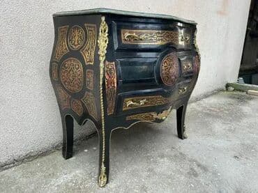 Antique Dressers: Stara stilska Boulle trbušasta komoda sa mermerom Stara stilska Boulle at lalafo.rs — 9 Antique Dressers: Stara stilska Boulle trbušasta komoda sa mermerom Stara stilska Boulle — 9