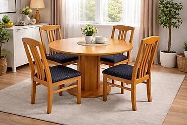 Okrugli trpezarijski set – sto sa 4 stolice Normalne je visine,telefon na lalafo.rs Okrugli trpezarijski set – sto sa 4 stolice Normalne je visine,telefon