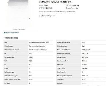 Electric Motors: 0885 Speed Control PSC Motor - DAYTON; Model: 23L398; Specifikacija at lalafo.rs — 9 Electric Motors: 0885 Speed Control PSC Motor - DAYTON; Model: 23L398; Specifikacija — 9