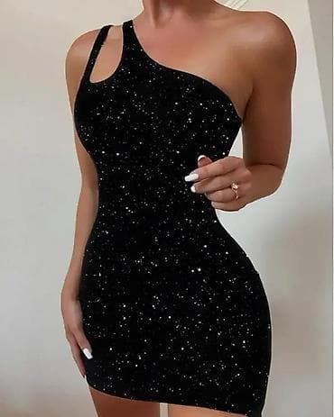 Haljina na jedno rame sa elastinom i sljokicama.Ima postavu.Dostupna na lalafo.rs Haljina na jedno rame sa elastinom i sljokicama.Ima postavu.Dostupna