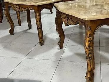 Antique Club Tables: Stilski set stolića (3 komada) – drvo / oniks – Dobro stanje 🌟 Veliki at lalafo.rs — 1 Antique Club Tables: Stilski set stolića (3 komada) – drvo / oniks – Dobro stanje 🌟 Veliki — 1