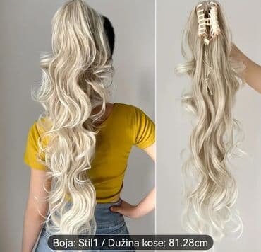 Ekstenzija za kosu u repu sa svetlo plavim i platinasto plavim na lalafo.rs Ekstenzija za kosu u repu sa svetlo plavim i platinasto plavim
