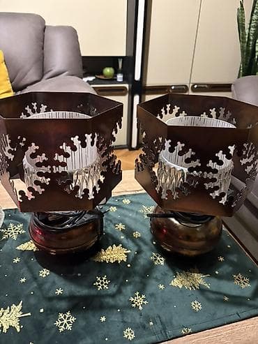 Antique Decor: Par retro stonih lampi sa dekorativnim abažurima - Tip: stona at lalafo.rs — 1 Antique Decor: Par retro stonih lampi sa dekorativnim abažurima - Tip: stona — 1