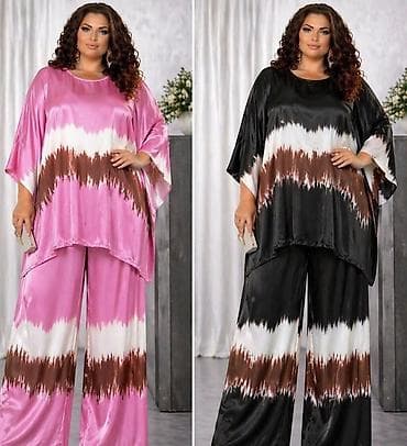 Ženski komplet – široka tunika i pantalone od satenskog materijala na lalafo.rs Ženski komplet – široka tunika i pantalone od satenskog materijala