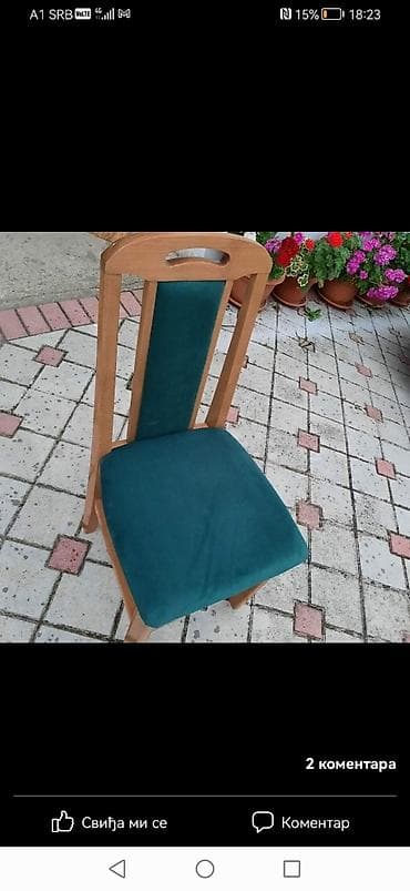 Stolica sa tapaciranim sedištem i naslonom. Ram stolice je izrađen od na lalafo.rs — 1 Stolica sa tapaciranim sedištem i naslonom. Ram stolice je izrađen od — 1