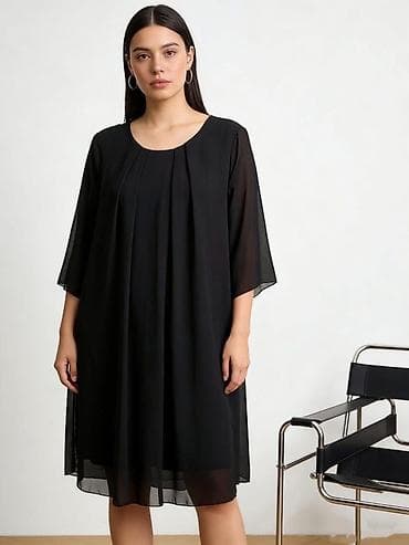 💫Elegantna crna haljina od laganog, providnog šifona sa postavom. Kroj na lalafo.rs — 3 💫Elegantna crna haljina od laganog, providnog šifona sa postavom. Kroj — 3