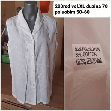 Košulje: Ženska bezrukavna košulja – bela - Veličina: XL - Dužina: 70 cm - na lalafo.rs Košulje: Ženska bezrukavna košulja – bela - Veličina: XL - Dužina: 70 cm -