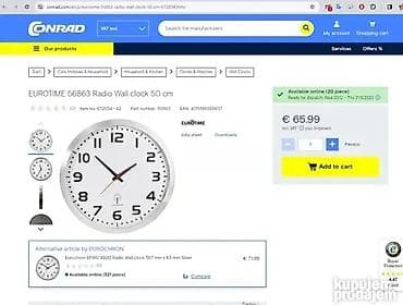 Radio zidni sat EUROTIME; Prečnik Ø 50cm; Širina okvira 6,5cm; na lalafo.rs — 7 Radio zidni sat EUROTIME; Prečnik Ø 50cm; Širina okvira 6,5cm; — 7
