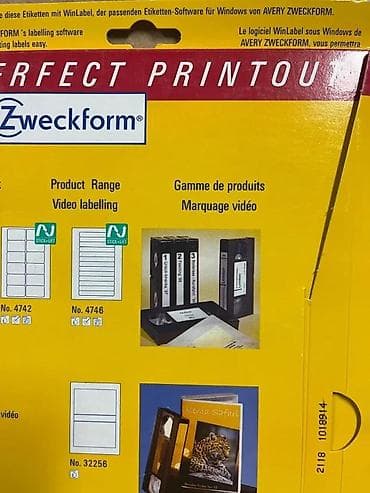 Cassettes, CDs & DVDs: Avery Zweckform Video Labels – Stick & Lift, No. 4742 - at lalafo.rs — 5 Cassettes, CDs & DVDs: Avery Zweckform Video Labels – Stick & Lift, No. 4742 - — 5