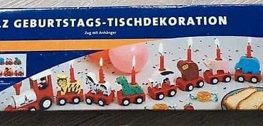 Drvena rođendanska dekoracija za sto – vozić sa prikolicama i na lalafo.rs Drvena rođendanska dekoracija za sto – vozić sa prikolicama i