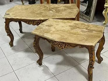 Antique Club Tables: Stilski set stolića (3 komada) – drvo / oniks – Dobro stanje 🌟 Veliki at lalafo.rs — 8 Antique Club Tables: Stilski set stolića (3 komada) – drvo / oniks – Dobro stanje 🌟 Veliki — 8
