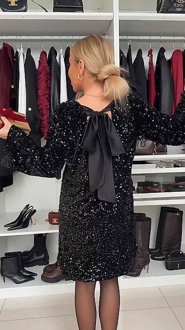 Šljokičasta mini haljina s mašnom na leđima - Kroj: ravna mini na lalafo.rs — 3 Šljokičasta mini haljina s mašnom na leđima - Kroj: ravna mini — 3