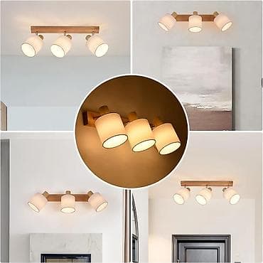 Drvena plafonska/ zidna spot lampa sa 3 rotaciona reflektora - na lalafo.rs — 1 Drvena plafonska/ zidna spot lampa sa 3 rotaciona reflektora - — 1