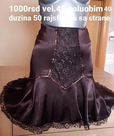 Satenasta suknja boje tamne čokolade sa romantičnim detaljima. - na lalafo.rs — 1 Satenasta suknja boje tamne čokolade sa romantičnim detaljima. - — 1