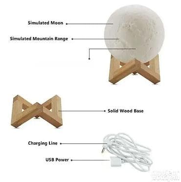 Mesec Lampa Bluetooth 3D sa Postoljem 15cm LED 3D lampa u obliku na lalafo.rs — 3 Mesec Lampa Bluetooth 3D sa Postoljem 15cm LED 3D lampa u obliku — 3