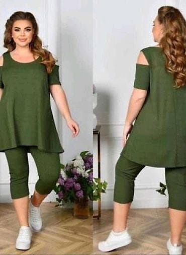 Dvodijelni komplet za žene (plus size) – tunika i capri helanke - na lalafo.rs — 1 Dvodijelni komplet za žene (plus size) – tunika i capri helanke - — 1