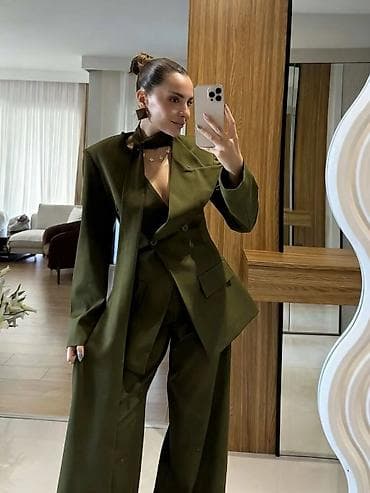 Ženski elegantni komplet – sako i široke pantalone - Krojen set sa na lalafo.rs — 7 Ženski elegantni komplet – sako i široke pantalone - Krojen set sa — 7