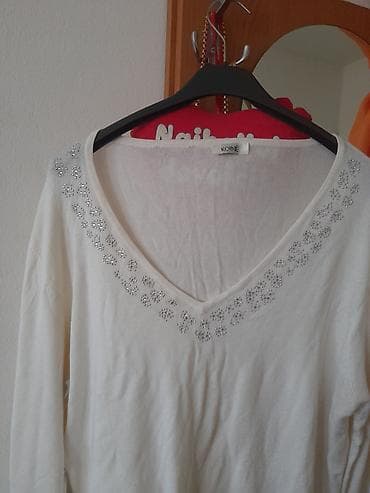 KOINE ženska bluza/džemper od finog pletiva u beloj boji. V-izrez na lalafo.rs — 1 KOINE ženska bluza/džemper od finog pletiva u beloj boji. V-izrez — 1