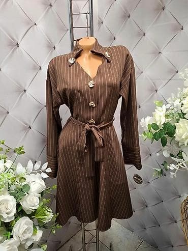 Haljina košulja sa prugama i pojasom - Model: košulja-haljina sa na lalafo.rs — 1 Haljina košulja sa prugama i pojasom - Model: košulja-haljina sa — 1