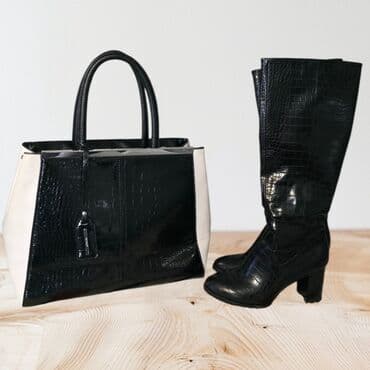 Komplet Oysho torba + čizme 39, crni kroko dezen - Torba na lalafo.rs Komplet Oysho torba + čizme 39, crni kroko dezen - Torba