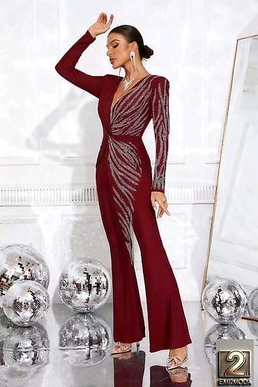 Ženski elegantni kombinezon sa štras aplikacijama - Model: dugi na lalafo.rs — 3 Ženski elegantni kombinezon sa štras aplikacijama - Model: dugi — 3