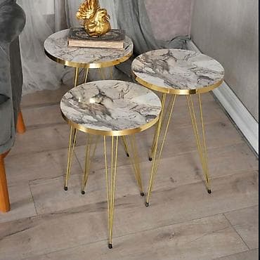 Stilski klub stolovi: Set 3 pomoćna/klub stolića – elegantan dizajn - Okrugle ploče sa na lalafo.rs — 2 Stilski klub stolovi: Set 3 pomoćna/klub stolića – elegantan dizajn - Okrugle ploče sa — 2