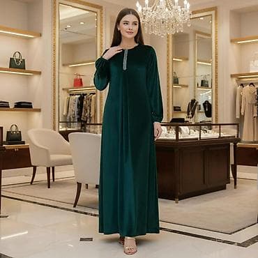 Elegantna duga haljina od somota – tamno zelena ik - Materijal na lalafo.rs Elegantna duga haljina od somota – tamno zelena ik - Materijal