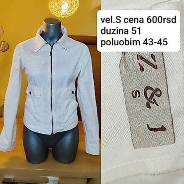 Ženska bela jakna, veličina S. Kratak, strukiran model sa kragnom i na lalafo.rs — 1 Ženska bela jakna, veličina S. Kratak, strukiran model sa kragnom i — 1