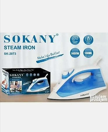 Irons: Pegla Sokany 1400w steam iron Dužina kabla (m) 1.8 Snaga (W) 1400 at lalafo.rs — 3 Irons: Pegla Sokany 1400w steam iron Dužina kabla (m) 1.8 Snaga (W) 1400 — 3
