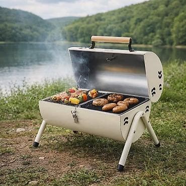 Prenosivi dvostrani roštilj/pećnica – kompaktan “barrel” dizajn gs - na lalafo.rs — 1 Prenosivi dvostrani roštilj/pećnica – kompaktan “barrel” dizajn gs - — 1