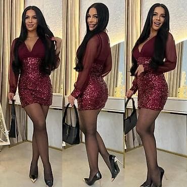 Ženska mini haljina sa šljokicama i prozirnim rukavima - Kroj: mini na lalafo.rs — 2 Ženska mini haljina sa šljokicama i prozirnim rukavima - Kroj: mini — 2