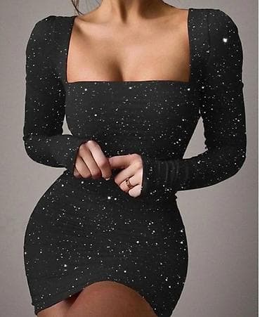 Haljina kocka dekolte,dostupna tamno braon sa sjajem.Ima postavu at lalafo.rs Haljina kocka dekolte,dostupna tamno braon sa sjajem.Ima postavu