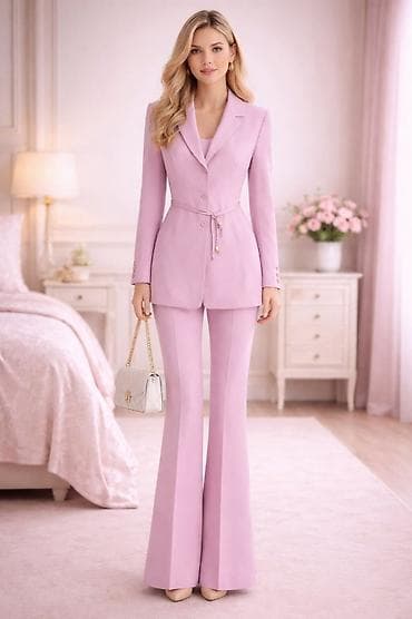 Ženski elegantni komplet – sako i pantalone u pastelno ružičastoj na lalafo.rs Ženski elegantni komplet – sako i pantalone u pastelno ružičastoj