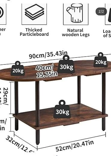 Stilski klub stolovi: Ovalni klub sto sa policom - Dimenzije: 90 x 52 x 40 cm (dužina x na lalafo.rs — 2 Stilski klub stolovi: Ovalni klub sto sa policom - Dimenzije: 90 x 52 x 40 cm (dužina x — 2