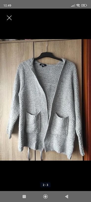 kom sa etiketom: Dugački ženski kardigan s kapuljačom – sivi melirane teksture - at lalafo.rs — 3 kom sa etiketom: Dugački ženski kardigan s kapuljačom – sivi melirane teksture - — 3