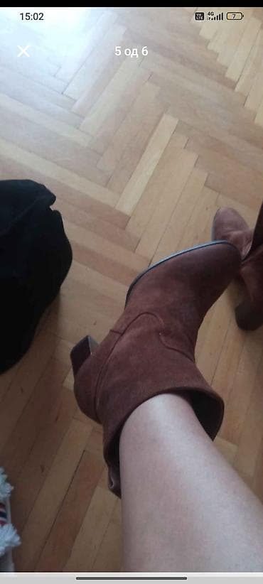 Ženske kratke čizme – braon, kaubojskog stila - Materijal: meka na lalafo.rs — 2 Ženske kratke čizme – braon, kaubojskog stila - Materijal: meka — 2