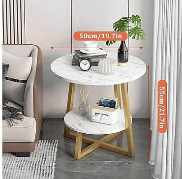 Stilski klub stolovi: Moderan okrugli stočić za kafu sa zlatnim detaljima Elegantan stočić na lalafo.rs — 1 Stilski klub stolovi: Moderan okrugli stočić za kafu sa zlatnim detaljima Elegantan stočić — 1