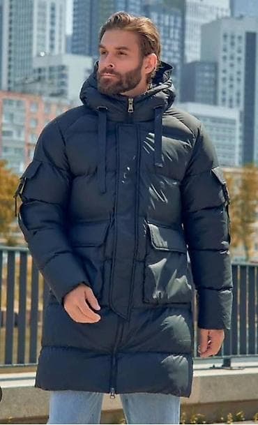 Ovo je muška duga zimska jakna u teget i crnoj boji, model J3068 na lalafo.rs — 1 Ovo je muška duga zimska jakna u teget i crnoj boji, model J3068 — 1