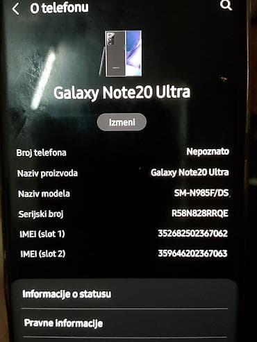 Samsung Galaxy Note20 Ultra (SM‑N985F/DS) – Dual SIM - Ekran: Dynamic na lalafo.rs — 1 Samsung Galaxy Note20 Ultra (SM‑N985F/DS) – Dual SIM - Ekran: Dynamic — 1