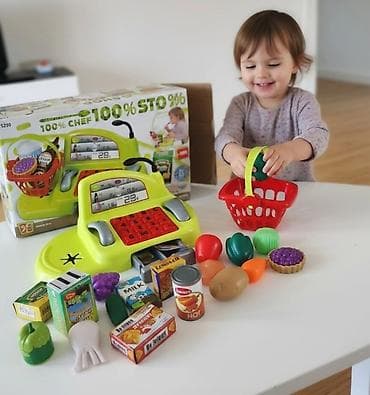 Igračka kasa sa korpom i namirnicama – set za igru prodavnice/market na lalafo.rs — 3 Igračka kasa sa korpom i namirnicama – set za igru prodavnice/market — 3