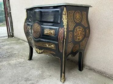 Antique Dressers: Stara stilska Boulle trbušasta komoda sa mermerom Stara stilska Boulle at lalafo.rs — 5 Antique Dressers: Stara stilska Boulle trbušasta komoda sa mermerom Stara stilska Boulle — 5