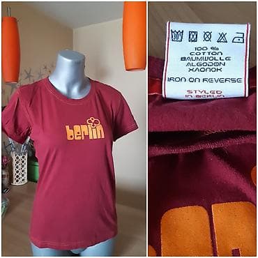 Majica “Berlin” – ženska, kratki rukav, bordo boje sa žutim printom na lalafo.rs — 2 Majica “Berlin” – ženska, kratki rukav, bordo boje sa žutim printom — 2