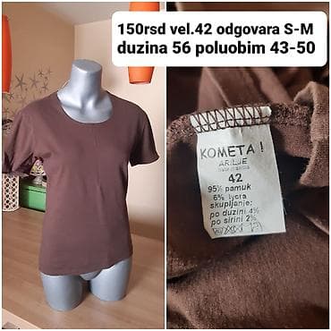 kom sa etiketom: Braon ženska majica kratkih rukava, okrugli izrez. Brend: Kometa at lalafo.rs — 1 kom sa etiketom: Braon ženska majica kratkih rukava, okrugli izrez. Brend: Kometa — 1