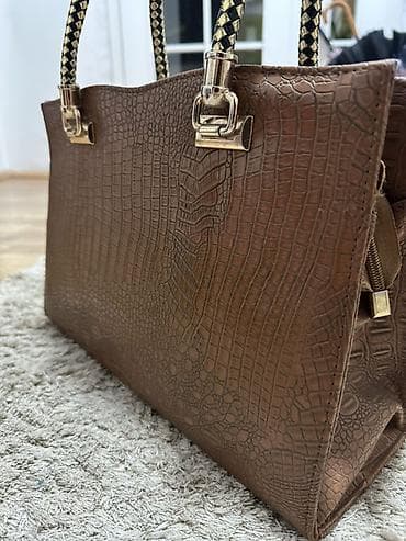 Ženska torba – braon, kroko print - Materijal: veštačka koža sa at lalafo.rs — 2 Ženska torba – braon, kroko print - Materijal: veštačka koža sa — 2