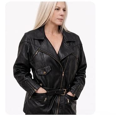 Ženska kožna jakna – biker/oversize kroj, crna - Materijal: prirodna na lalafo.rs Ženska kožna jakna – biker/oversize kroj, crna - Materijal: prirodna