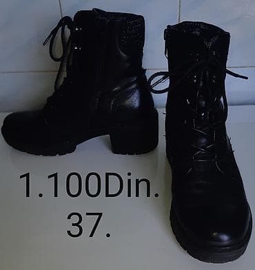 Ankle boots: Ženske crne gležnjače, veličina 37. - Model sa pertlama i bočnim at lalafo.rs — 2 Ankle boots: Ženske crne gležnjače, veličina 37. - Model sa pertlama i bočnim — 2