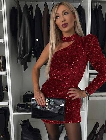 Haljina sa šljokicama na jedno rame na lalafo.rs — 1 Haljina sa šljokicama na jedno rame — 1