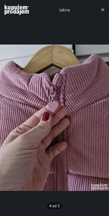 Plišana puf jakna u puder roze boji - Materijal: rebrasti na lalafo.rs — 4 Plišana puf jakna u puder roze boji - Materijal: rebrasti — 4
